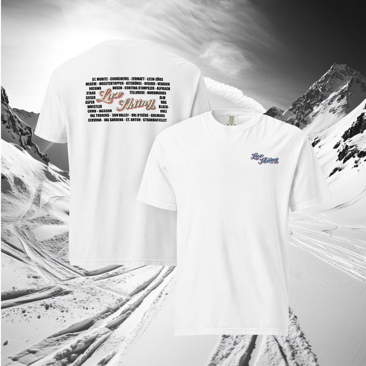 C’leb Lux Skiing Signature Destinations Tee