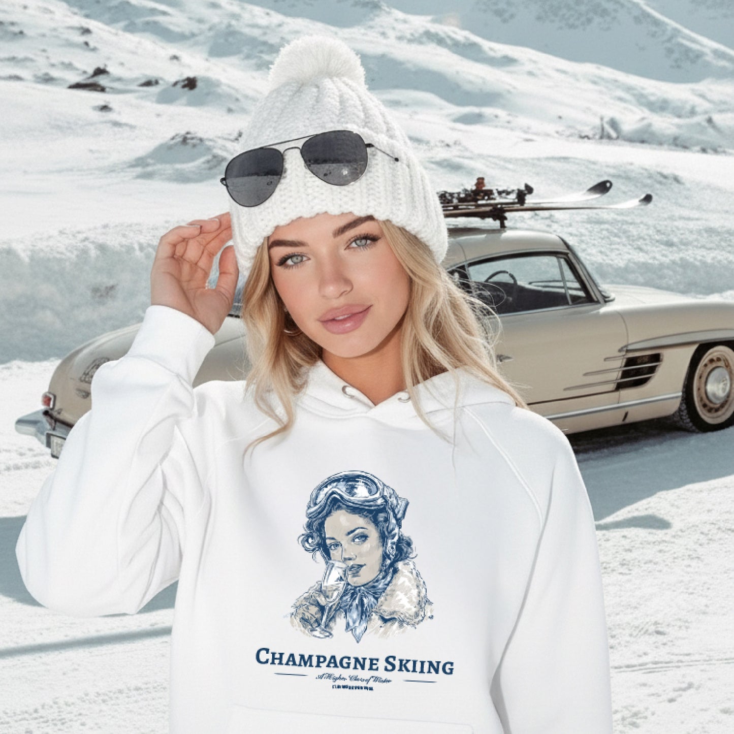 C’leb Champagne Skiing Eco Hoodie – Unisex