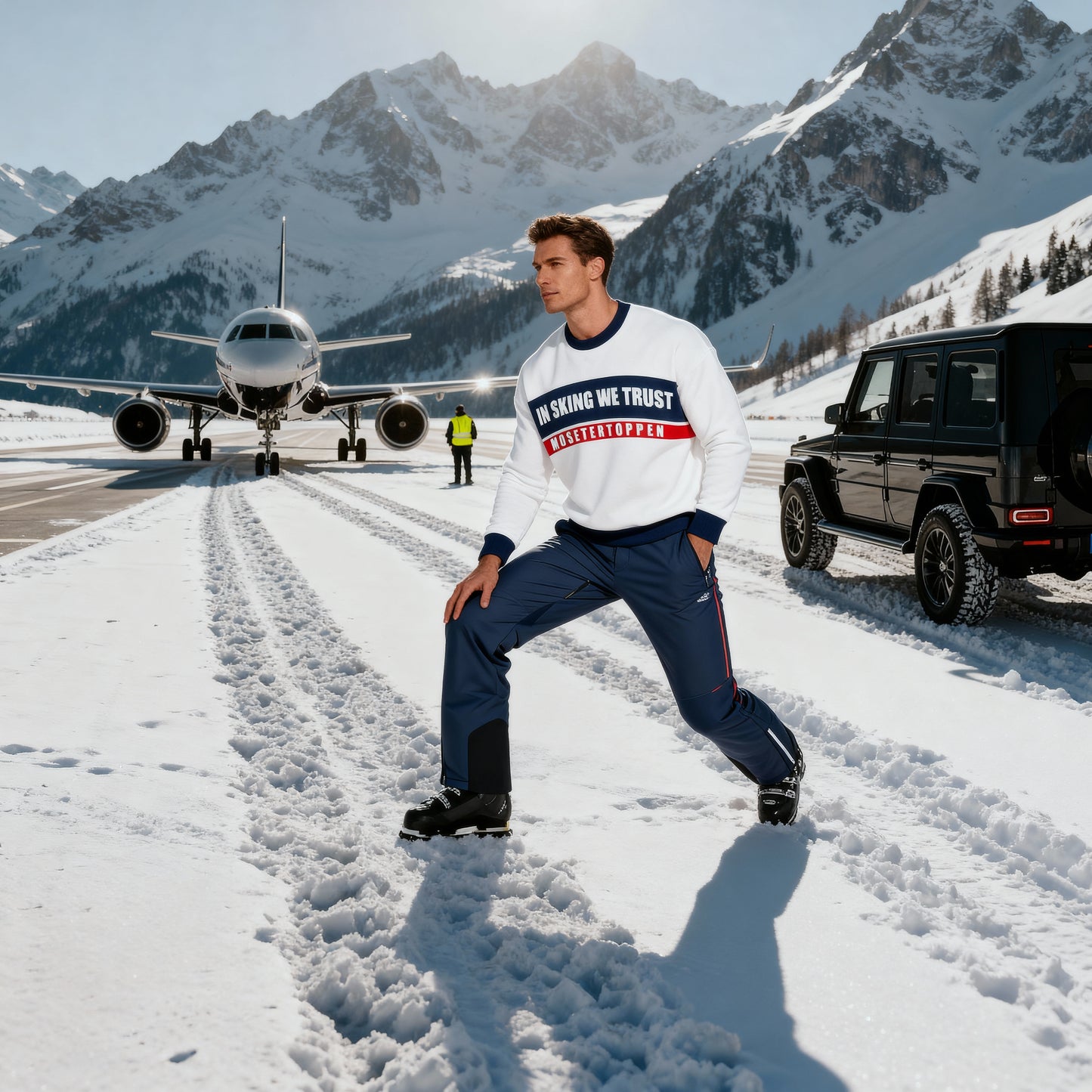 Relaxed fit knitted crew neck sweater