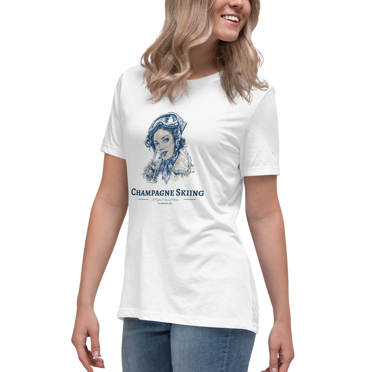 C’leb Champagne Skiing Women's Relaxed T-Shirt